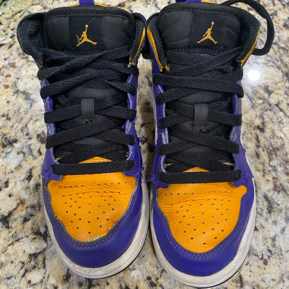 Kids Jordan Sneakers - Purple and Orange